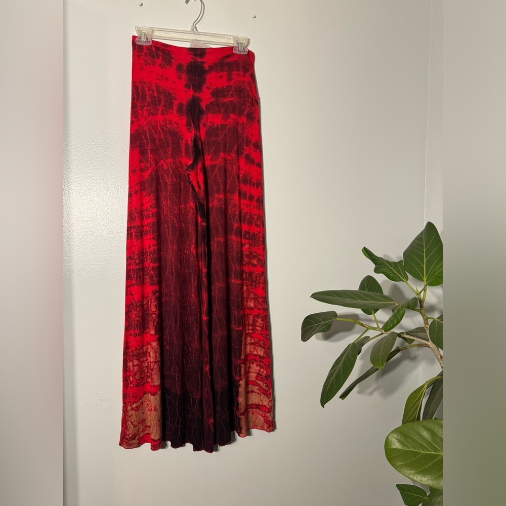 Red and Black Tie-Dye Highrise Wide-Leg Pants